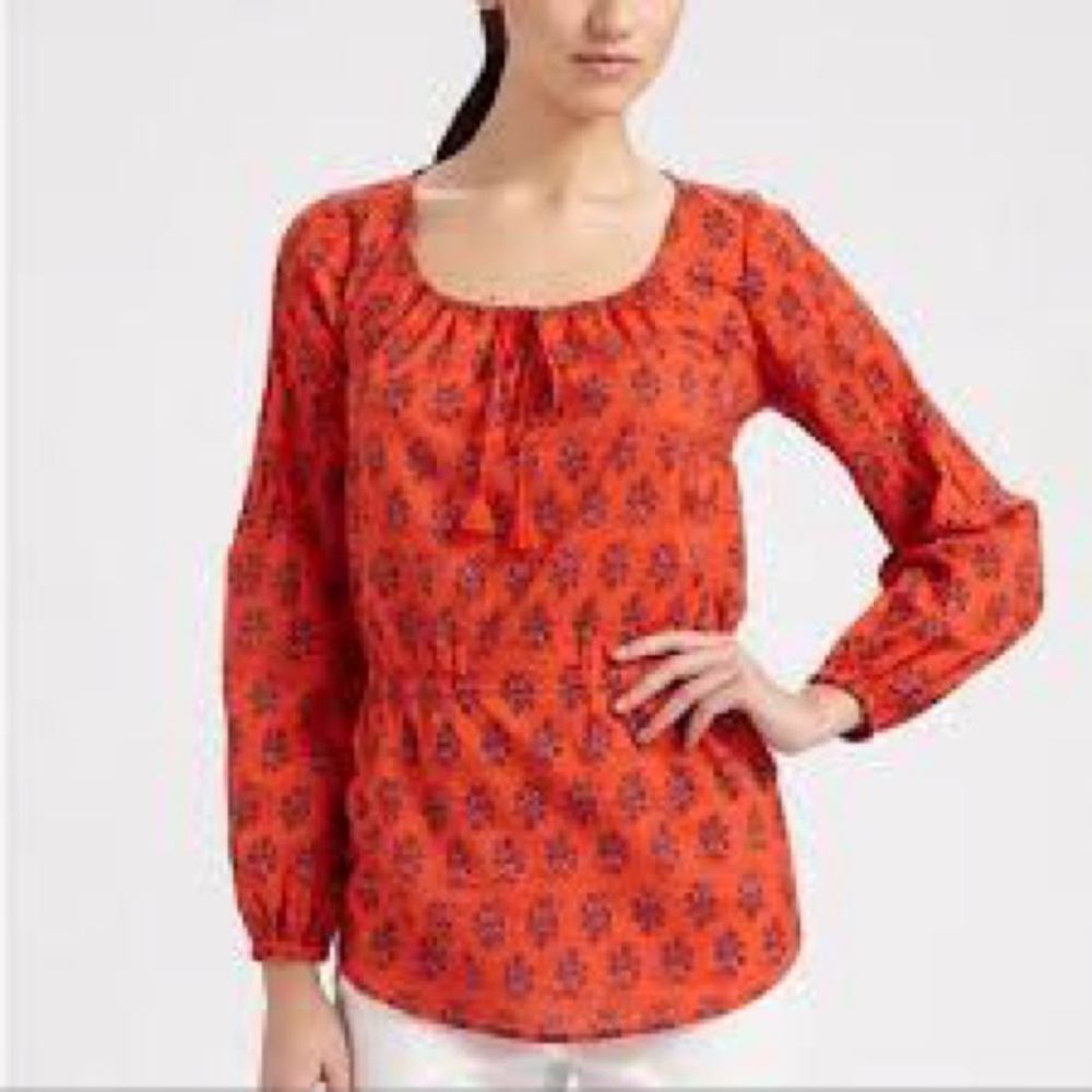 Tory Burch Evalina Orange and Blue Floral Tunic Women’s Size 8